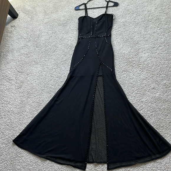 Fashion Nova Dresses & Skirts - Never worn formal black slit dress black rhinestones